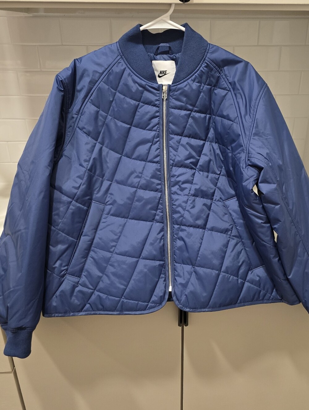 Nike Women Sz M Loose Quilted Jacket Blue IF0342-461 Full Zip NWT $155